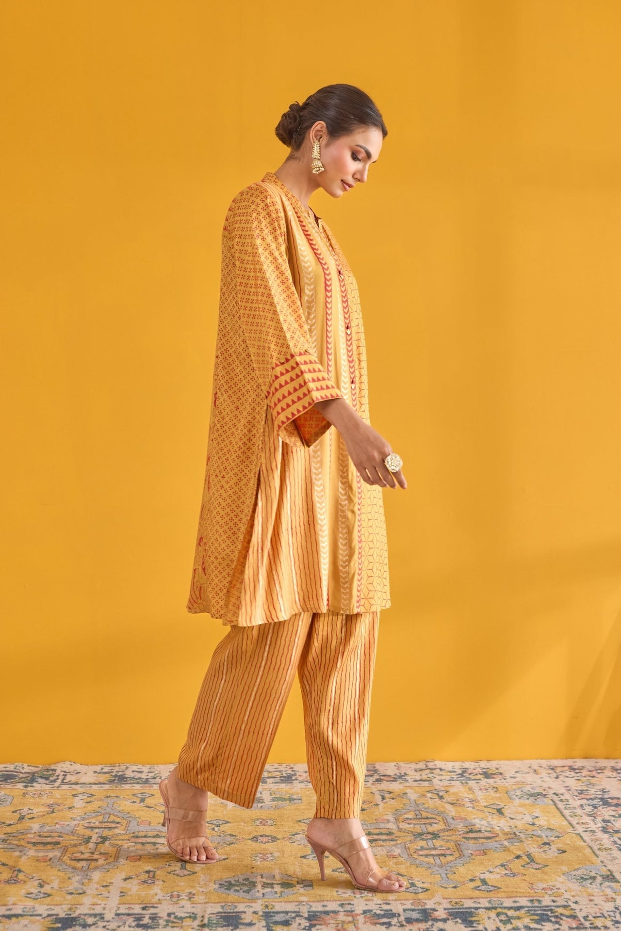 Mustard Hand Block Printed Coord Set - Tara - C - Tara