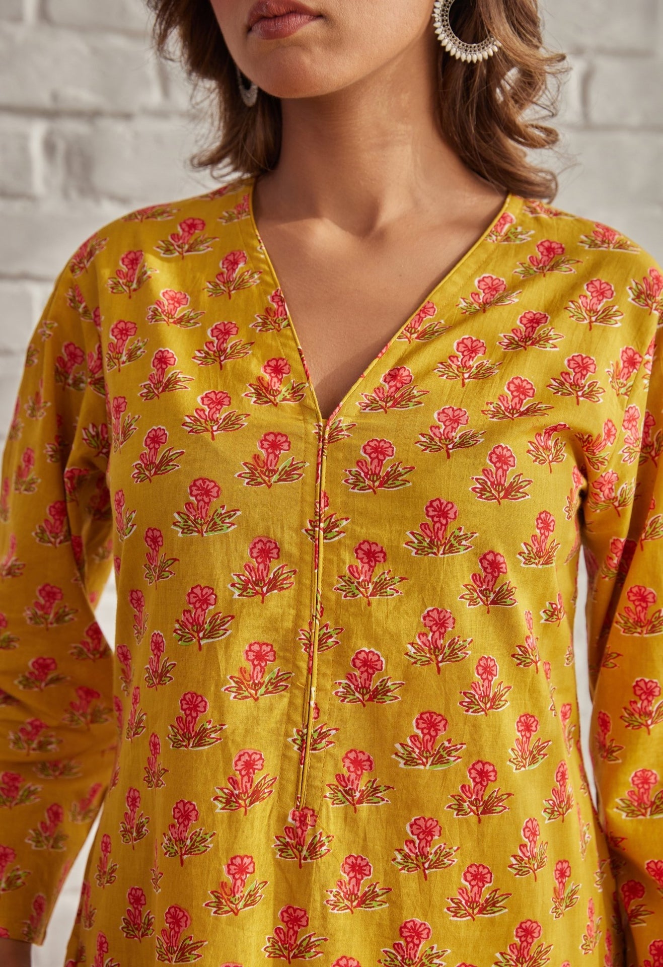 MUSTARD YELLOW FLORAL BOOTI COORD SET - Tara-C-Tara