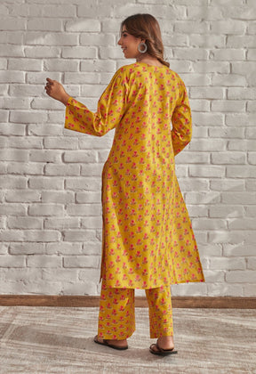 MUSTARD YELLOW FLORAL BOOTI COORD SET - Tara-C-Tara