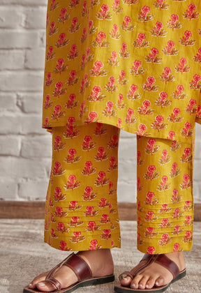 MUSTARD YELLOW FLORAL BOOTI COORD SET - Tara-C-Tara