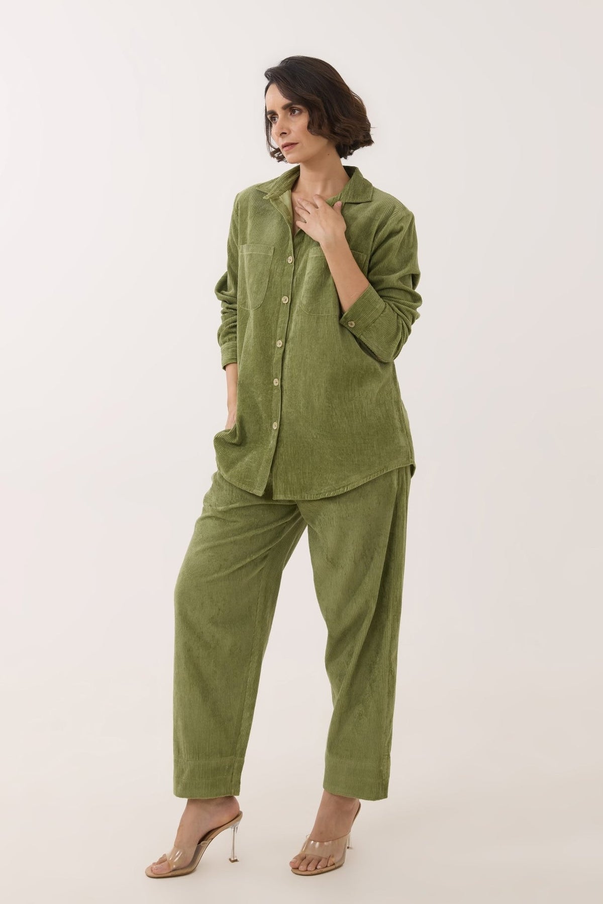 Olive Green Corduroy Co - ord Set - Tara - C - Tara
