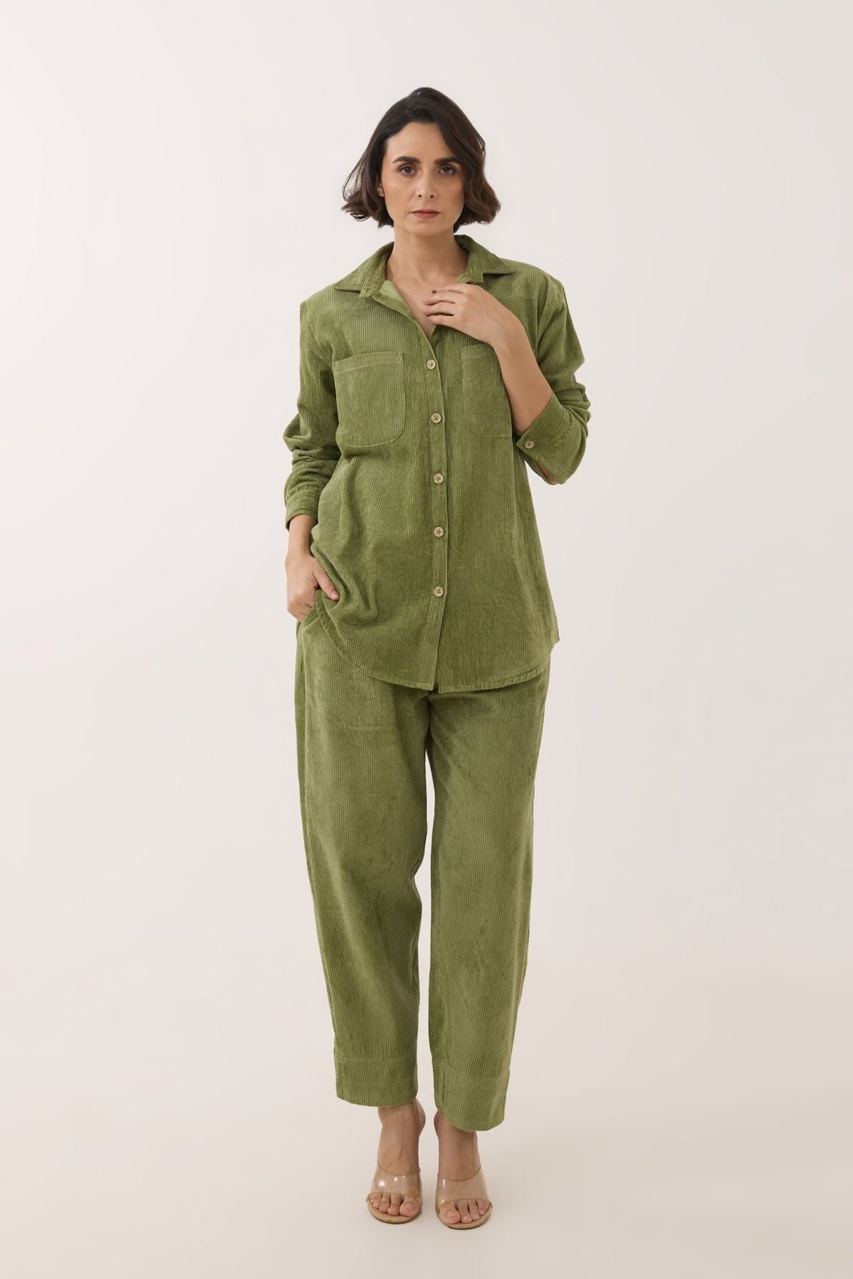 Olive Green Corduroy Co - ord Set - Tara - C - Tara