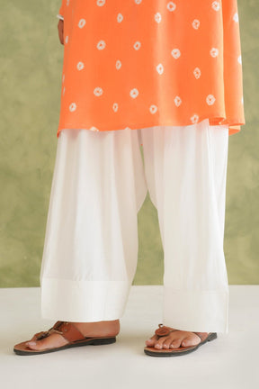 Orange Bandhej Hand Tie Dye Coord Set With Farsi Salwar - Tara - C - Tara