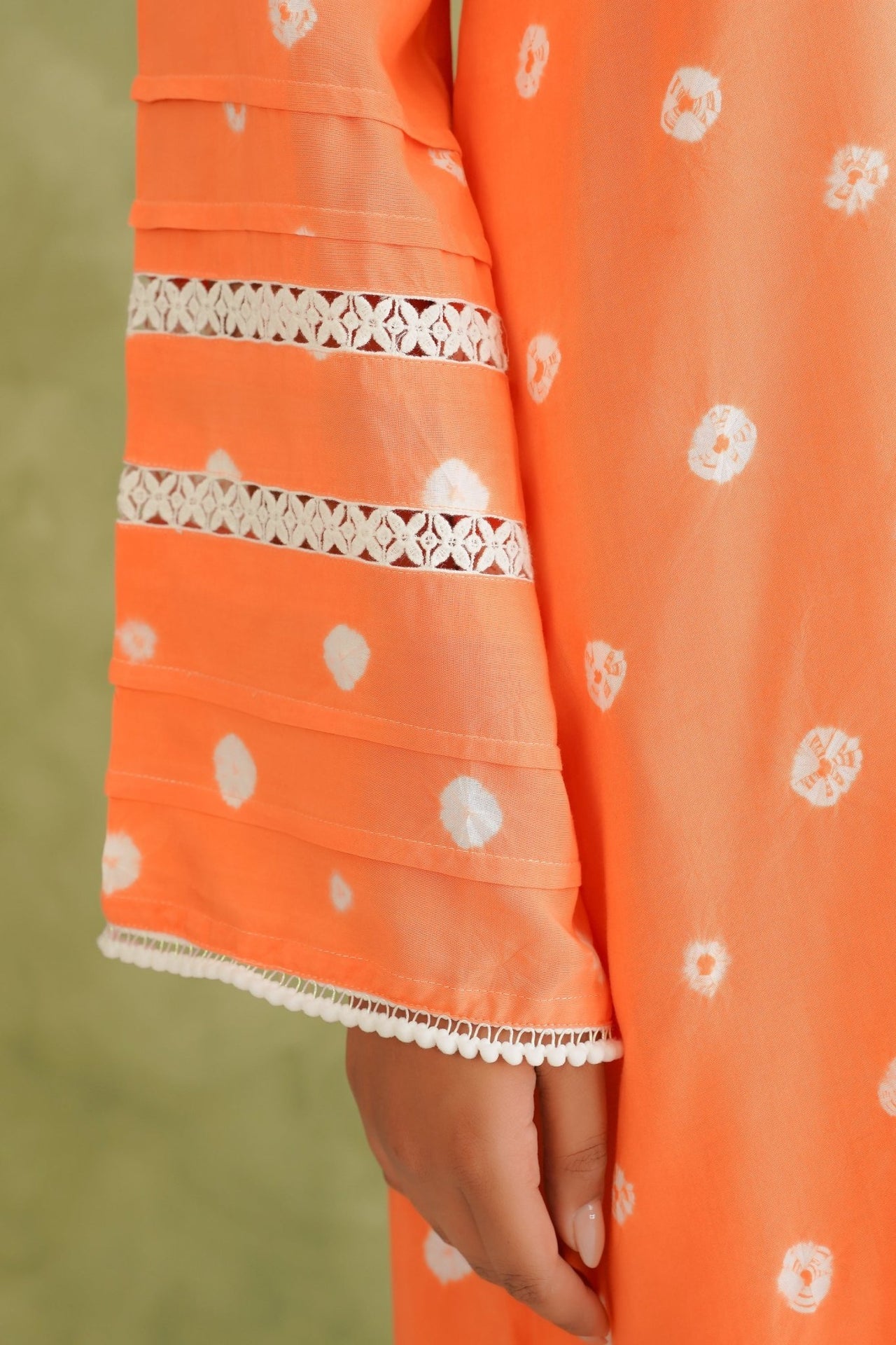 Orange Bandhej Hand Tie Dye Coord Set With Farsi Salwar - Tara - C - Tara