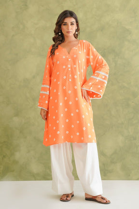 Orange Bandhej Hand Tie Dye Coord Set With Farsi Salwar - Tara - C - Tara