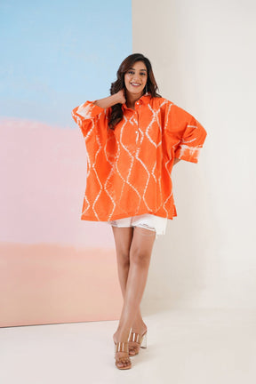 Orange Hand Tie Dye Top - Tara - C - Tara