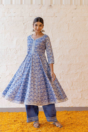 Pansy blue Anarkali suit set - Tara-C-Tara