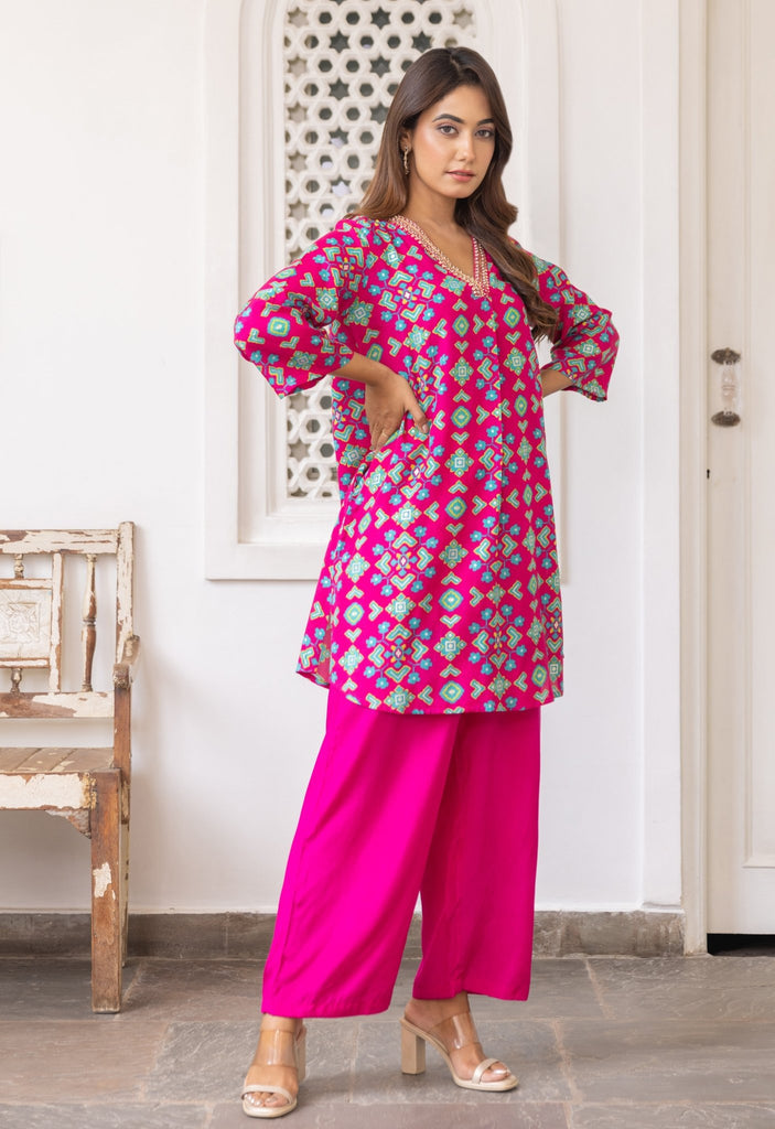 Patola Pink Co-ord Set - Tara-C-Tara