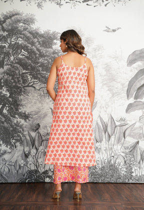 Peach Floral Printed Strappy Suit set - Tara - C - Tara