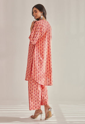 Peach Hand Block Buti Printed Coord Set - Tara - C - Tara