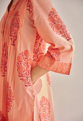 Peach Hand Block Printed Coord Set - Tara - C - Tara