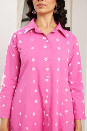 Pink Bandhej Hand Tie Dye Coord Set - Tara - C - Tara