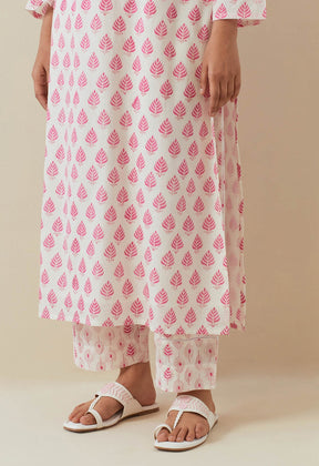 PINK BUTI HAND BLOCK PRINTED KURTA - Tara - C - Tara