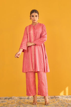 Pink Coral Hand Block Printed Coord Set - Tara - C - Tara