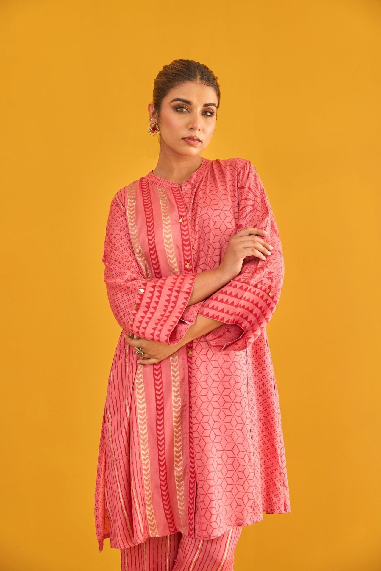 Pink Coral Hand Block Printed Coord Set - Tara - C - Tara
