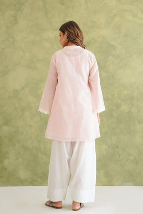 Pink Doriya Sweet Heart Kurta With farshi Salwar - Tara - C - Tara