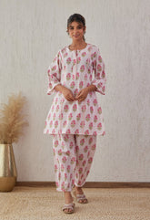 Pink Floral Buti Co-ord Set - Tara-C-Tara