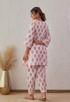 Pink Floral Buti Co-ord Set - Tara-C-Tara