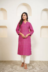 Pink Floral Buti Printed Kurta - Tara - C - Tara