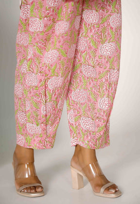 Pink Floral Hand Block Printed Co-ord Set (2pc) - Tara-C-Tara