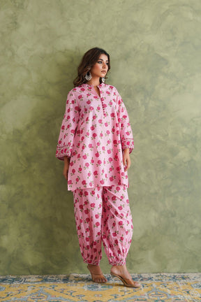 Pink floral Printed Coord Set - Tara - C - Tara