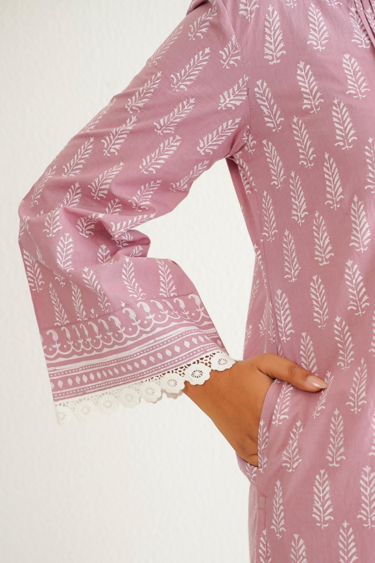 Pink khari Hand Block Printed Coord Set - Tara - C - Tara