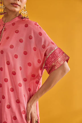 Pink Polka Hand Block Printed Coord Set - Tara - C - Tara