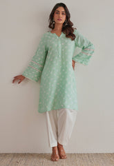 Pista Green Bandhej Hand Tie Dye Coord Set With Salwar - Tara - C - Tara