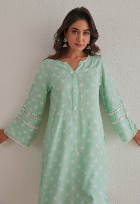 Pista Green Bandhej Hand Tie Dye Coord Set With Salwar - Tara - C - Tara
