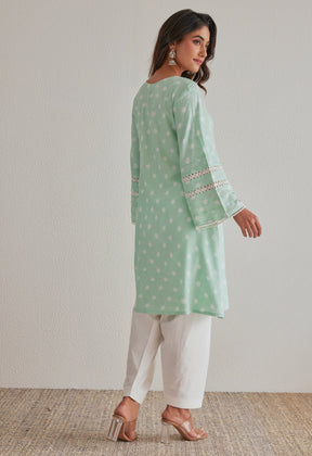 Pista Green Bandhej Hand Tie Dye Coord Set With Salwar - Tara - C - Tara