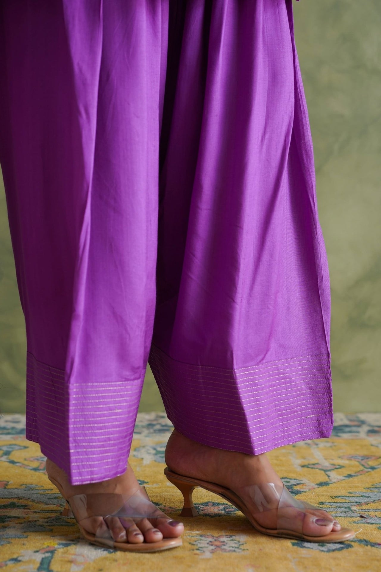 Purple Farshi Salwar Suit Set With Dupatta - Tara - C - Tara