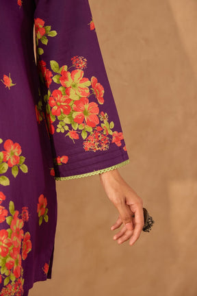Purple Floral Farshi Salwar Coord Set - Tara - C - Tara