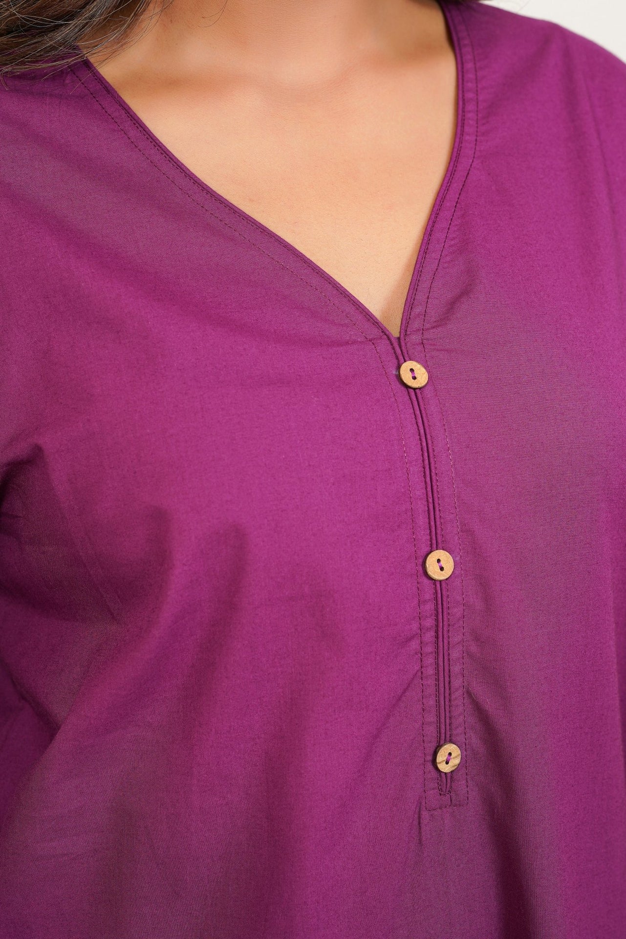 Purple Premium Cotton Long Kurta - Tara - C - Tara