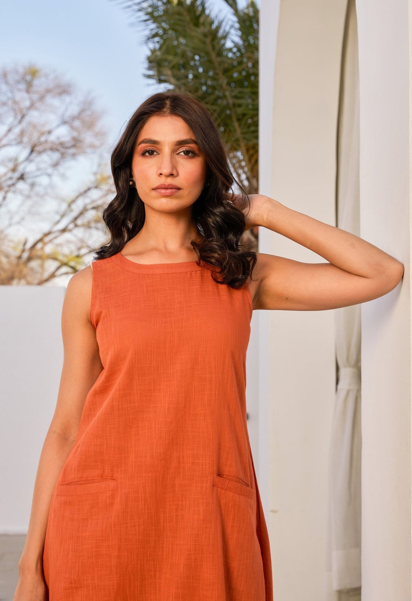 Rust Orange Cotton Coord Set - Tara - C - Tara