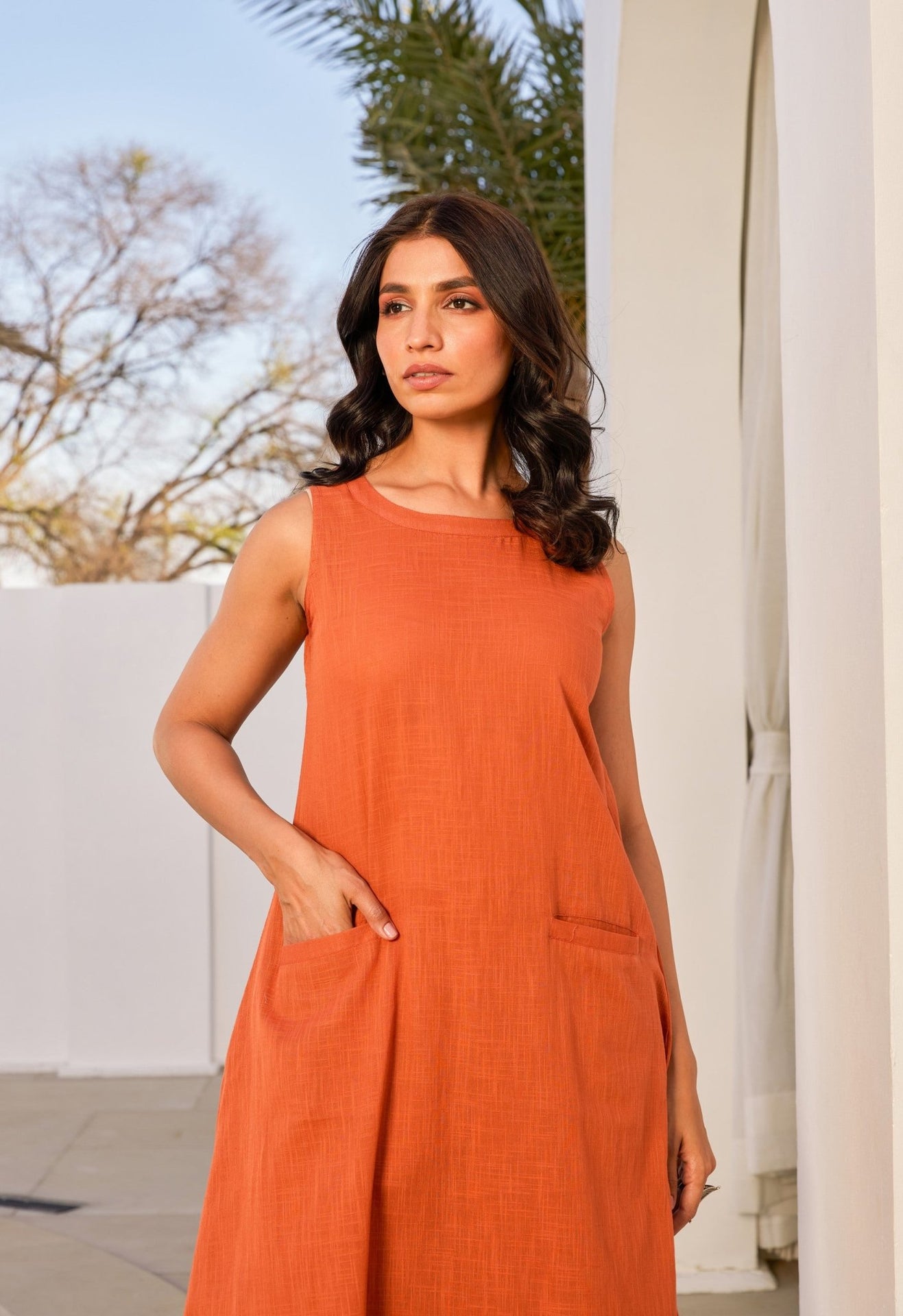 Rust Orange Cotton Coord Set - Tara - C - Tara