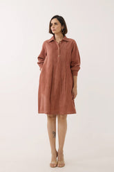 Rustic Brown Corduroy Shirt Dress - Tara - C - Tara