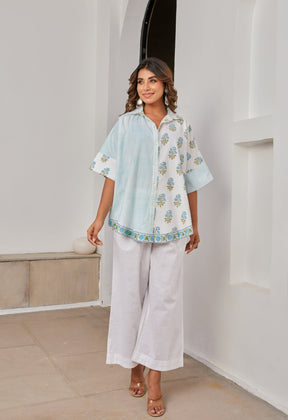 White Cotton Hand Block Printed Coord Set - Tara - C - Tara