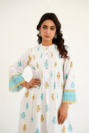 White Cotton Slub Buti Print Kurta Set with Culottes – Tara C Tara - Tara - C - Tara