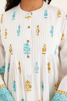 White Cotton Slub Buti Print Kurta Set with Culottes – Tara C Tara - Tara - C - Tara