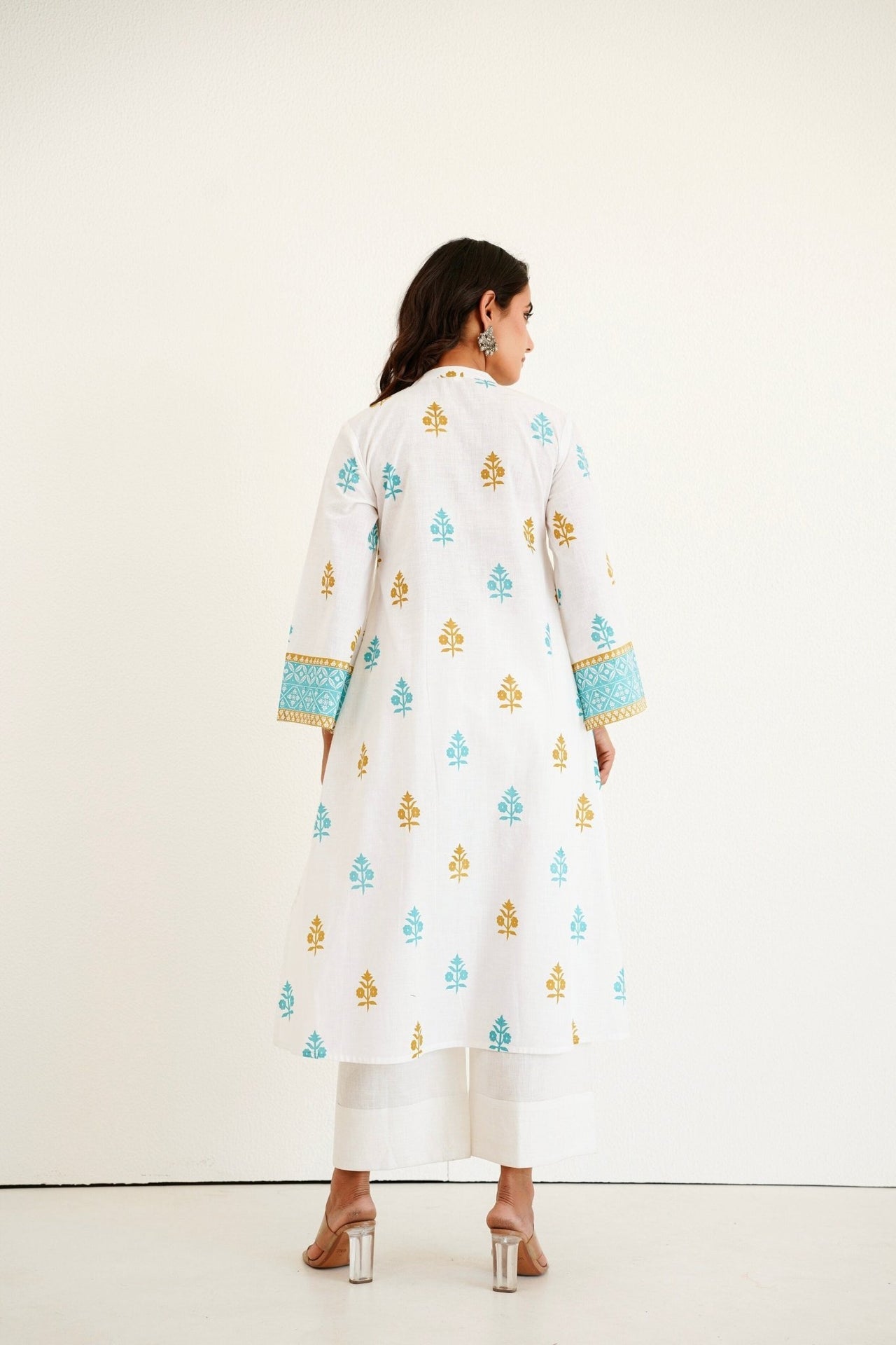 White Cotton Slub Buti Print Kurta Set with Culottes – Tara C Tara - Tara - C - Tara