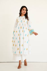 White Cotton Slub Buti Print Kurta Set with Culottes – Tara C Tara - Tara - C - Tara