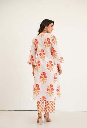 White floral Printed Kurta with Bottom - Tara - C - Tara