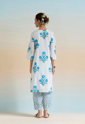 WHITE HAND BLOCK PRINTED COORD SET - Tara-C-Tara