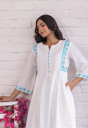 WHITE KHADI HAND BLOCK PRINTED COORD SET - Tara - C - Tara