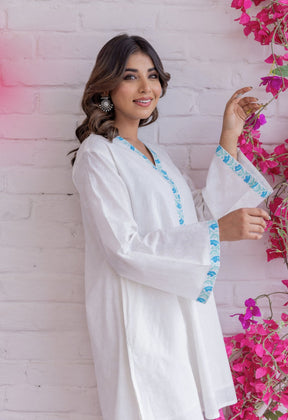 WHITE KHADI HAND BLOCK PRINTED COORD SET - Tara - C - Tara