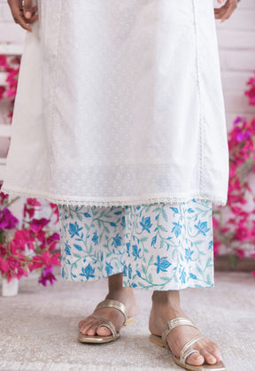 WHITE KHADI HAND BLOCK PRINTED COORD SET - Tara - C - Tara