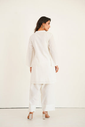 White Solid Farsi Salwar Coord Set - Tara - C - Tara