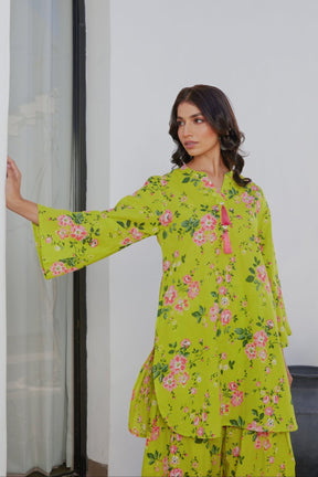 Yellow Floral Farsi Salwar Coord Set - Tara - C - Tara