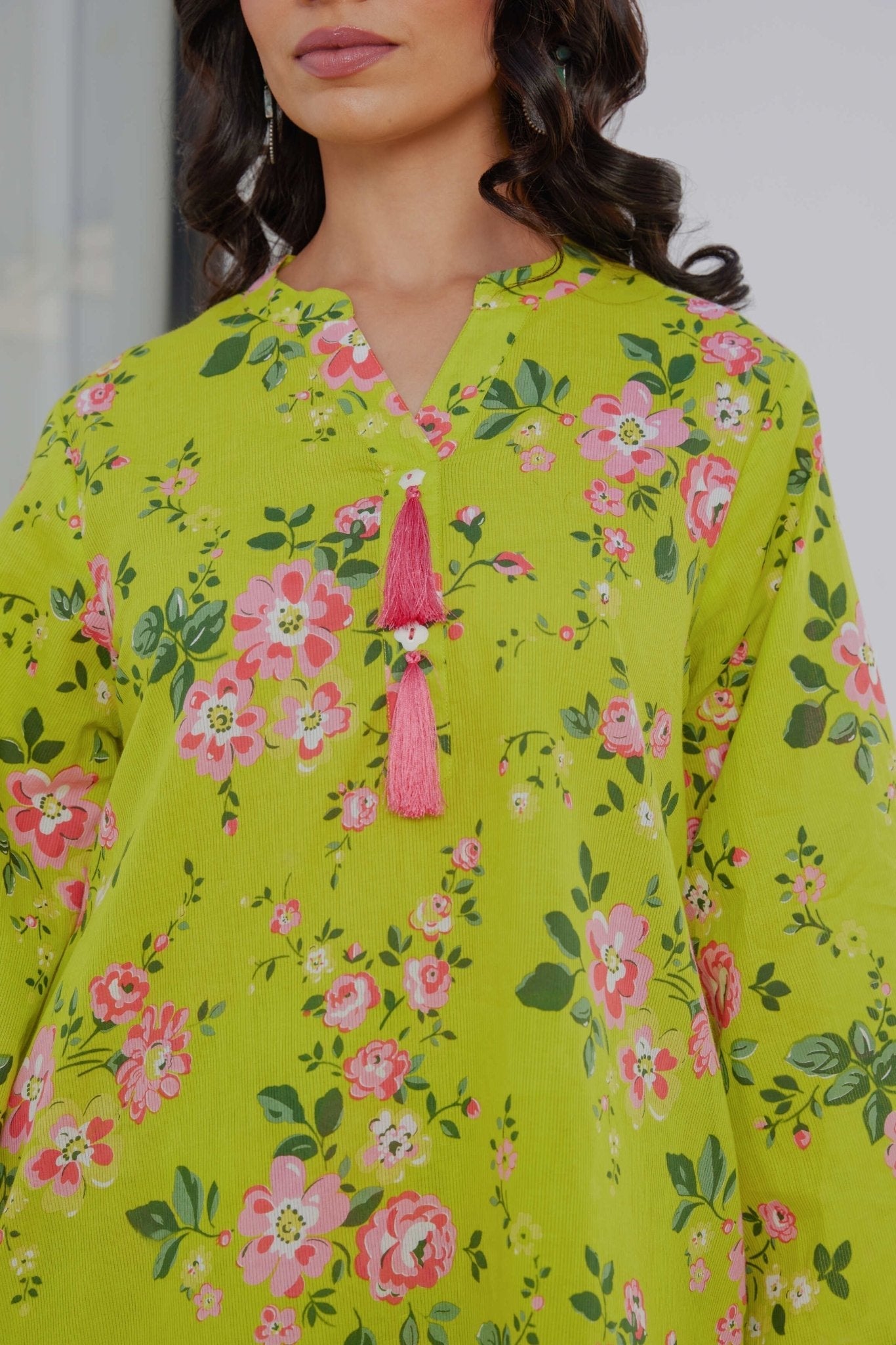 Yellow Floral Farsi Salwar Coord Set - Tara - C - Tara
