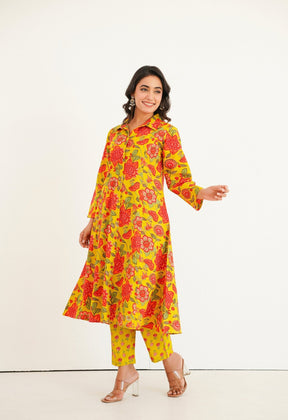Yellow Floral Printed Co - Ord Set - Tara - C - Tara